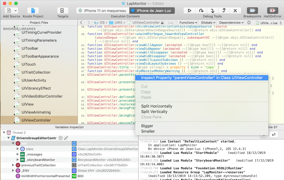 Adding a native property to the variable inspector