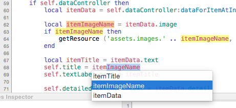 Bounces code completion: variable