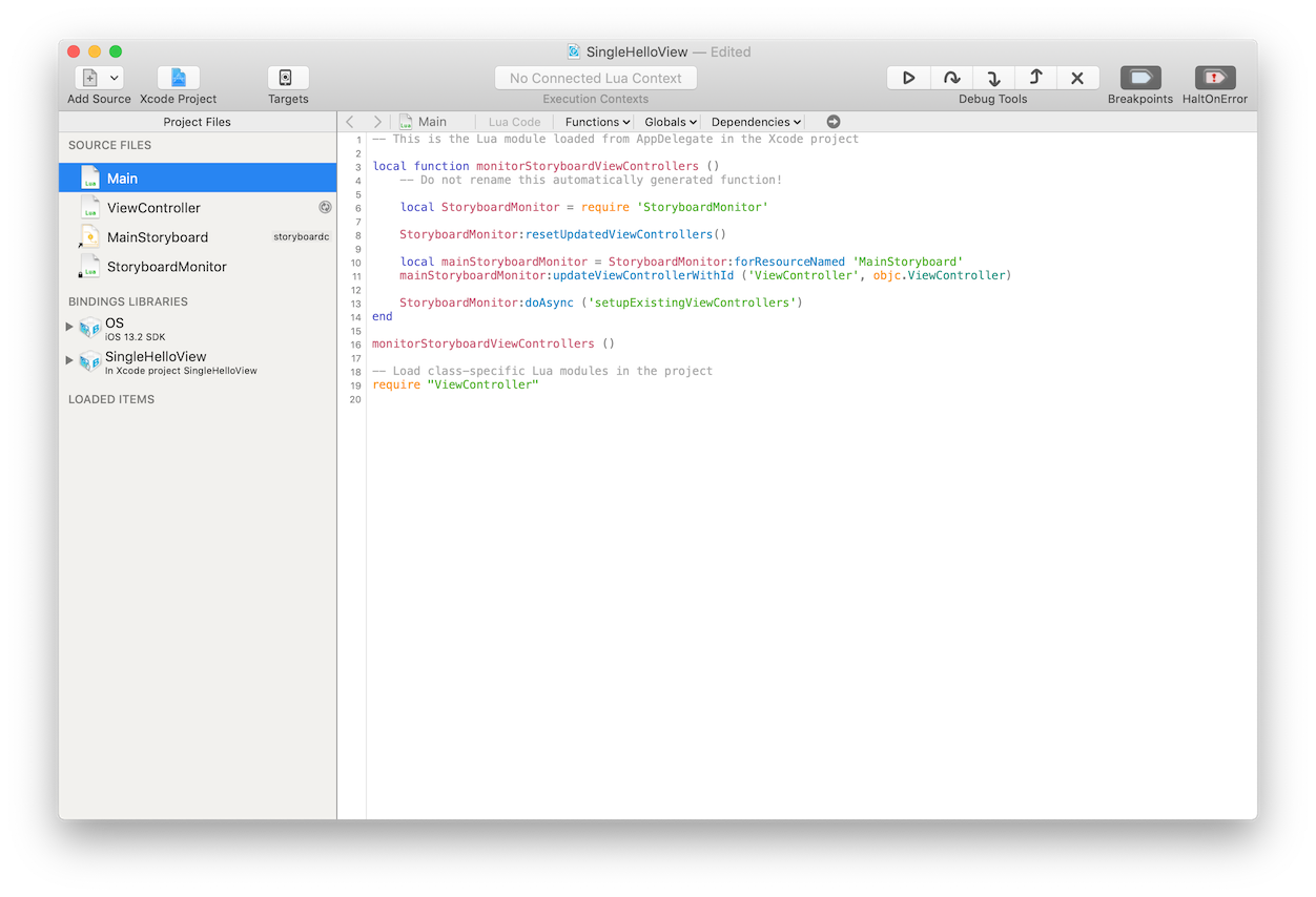Newly-created project window