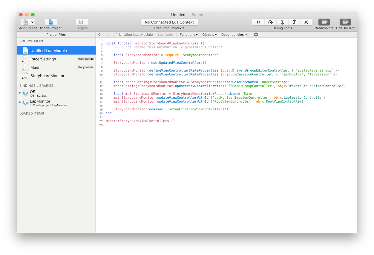 Configured Bounces project window
