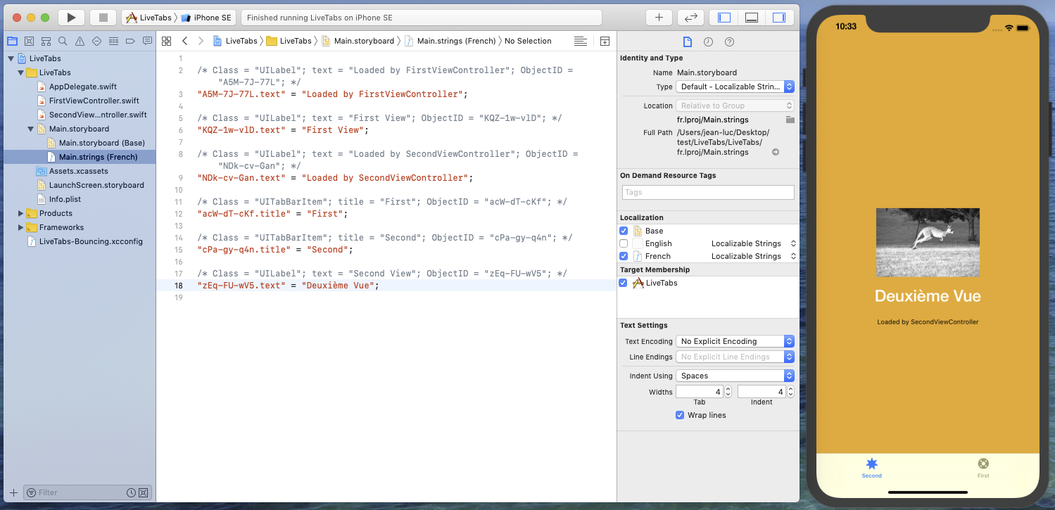 First localized string in LiveTabs Main storyboard
