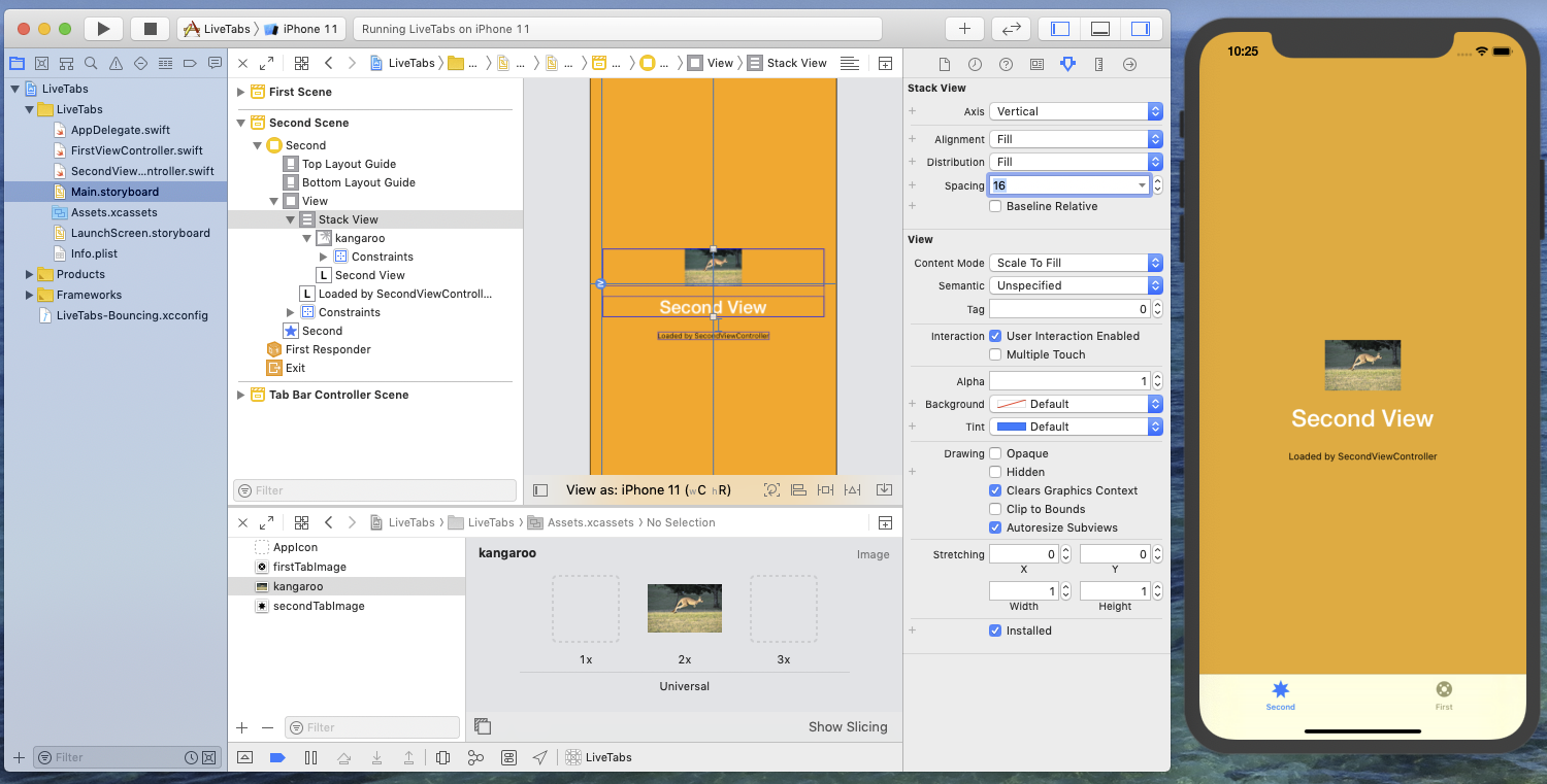 Updated Stack View Spacing in the Second View Controller