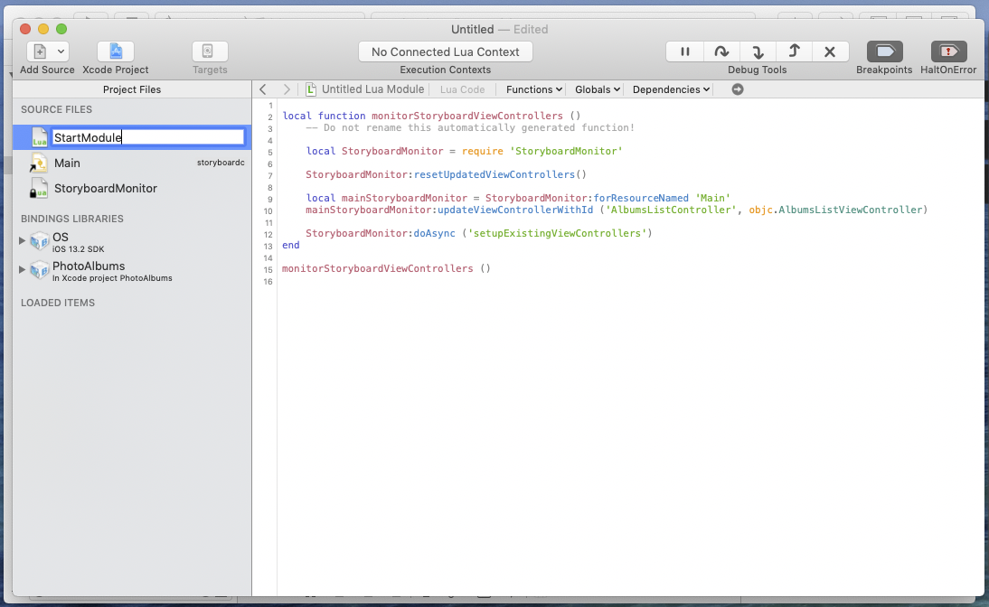 Renaming the start module in the Bounces project