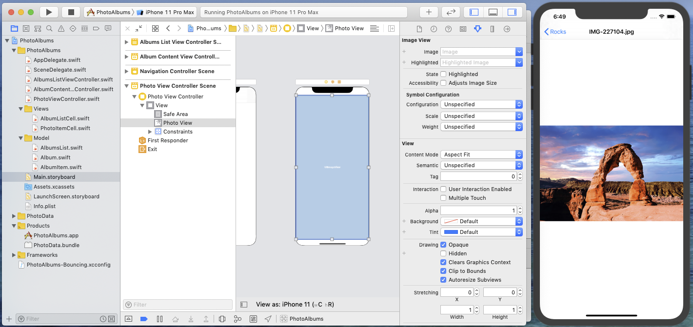 PhotoViewController storyboard scene - starting point