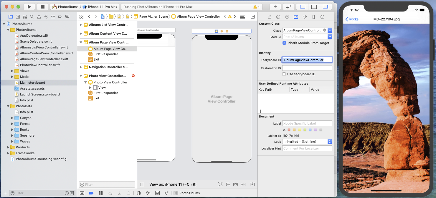 Album Page View Controller added in storyboard
