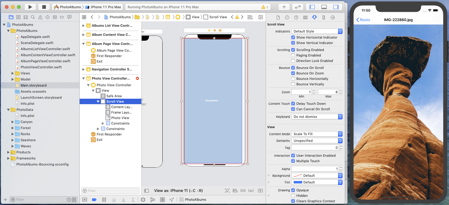 Photo View Controller updated in storyboard and target app